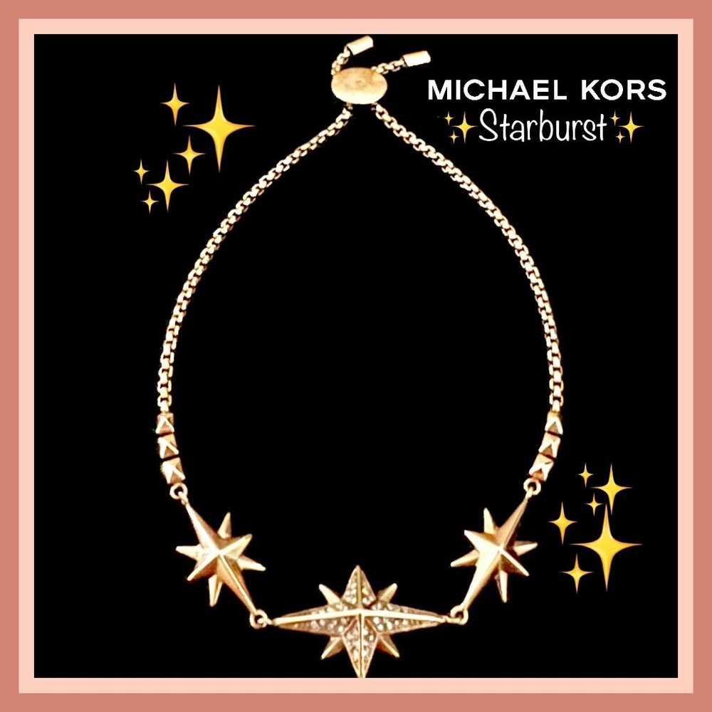 ✨MICHAEL KORS✨ Brilliance “Starburst” ✨ Pave Rose Gold Toned Slider Bracelet - Picture 1 of 5
